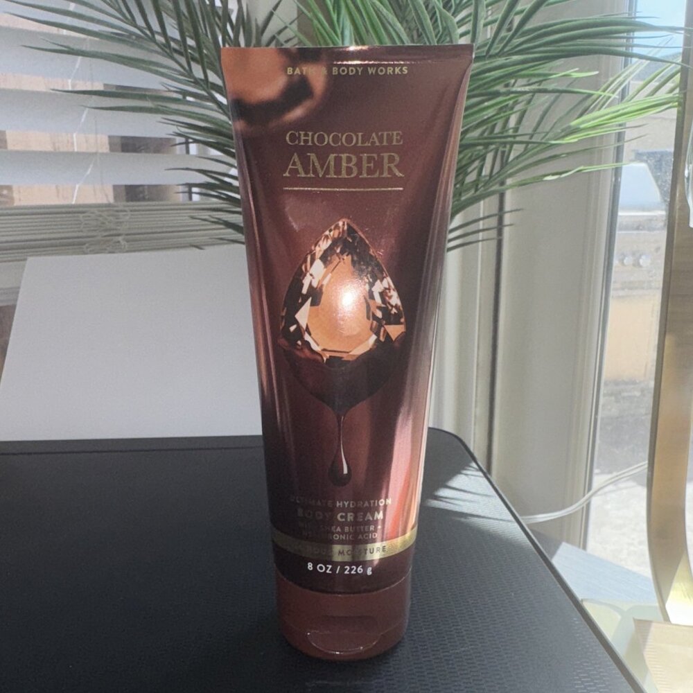 Bath & Body Works RARE Chocolate Amber Body Cream 8oz New